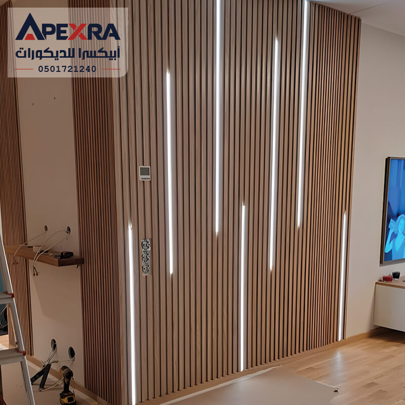 تركيب ديكور بديل خشب من مؤسسة أبيكسرا للديكورات