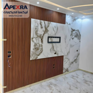 دمج ديكور بديل خشب مع بديل رخام