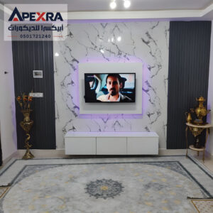 ديكور خلفيات شاشات شيبورد مع بديل خشب وبديل رخام حديث وجميل