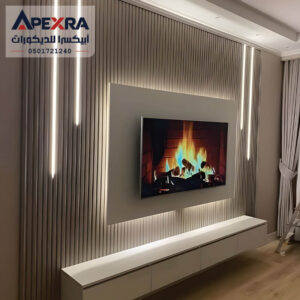 ديكور خلفية شاشة بديل خشب حديث